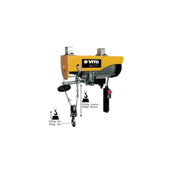 VITO - Palan Electrique à télécommande 500W Charge jusqu'à 200 kg Hauteur de levage 6 et 12 mètres VITO - large