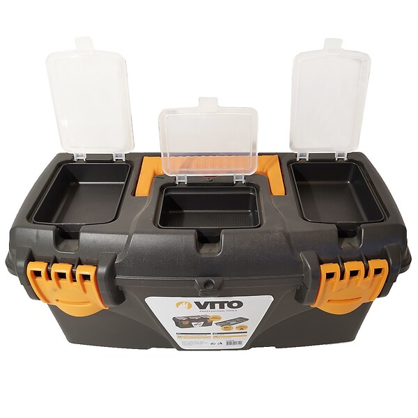 VITO - Boite à outils 16" Mallette de bricolage 410 x 209 x 195 mm 2 organiseurs et porte outils Amovible VITO - large
