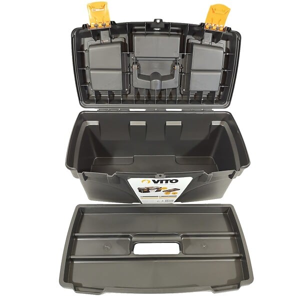 VITO - Boite à outils 21" 535 x 291 x 280 mm Grande malette 3 organiseurs sur couvercle + Porte outils interieur VITO - large