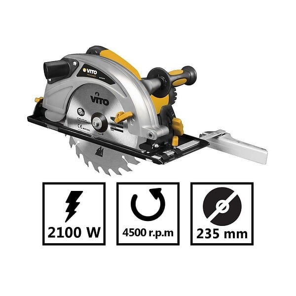 VITO - Scie circulaire 2100W Lame 235 mm 40 Dents Alesage 30mm Angle de coupe 0°- 45° VITO - large