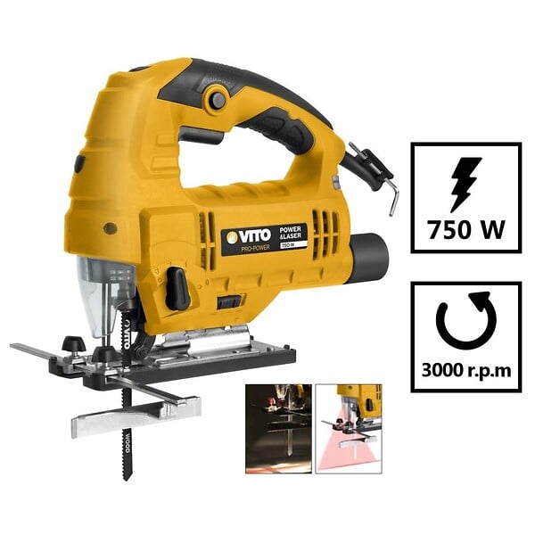 VITO - Scie sauteuse Laser LED 750W + 5 Lames BOIS 9 vitesses Guidage 45° VITO - large