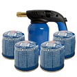 KEMPER - Lampe a souder Coque Acier Allumage piezo + 4 Cartouches de gaz 190gr STOP GAZ Perçables KEMPER - vignette