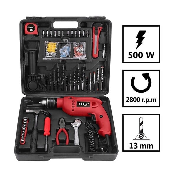 ITOOLS - Perceuse à percussion 500W + 41 accessoires de perçage Mallette ITOOLS - large