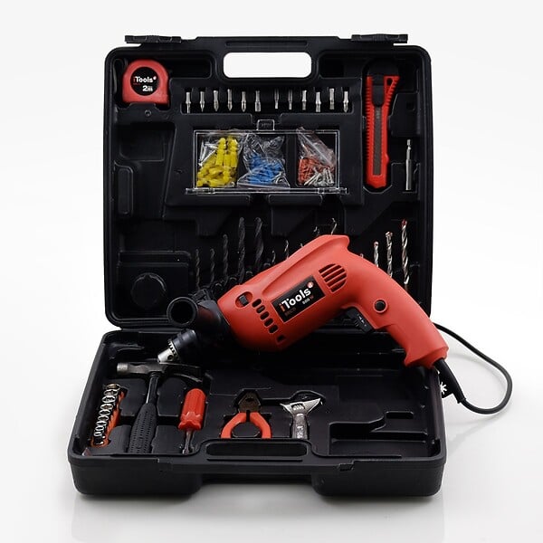 ITOOLS - Perceuse à percussion 500W + 41 accessoires de perçage Mallette ITOOLS - large