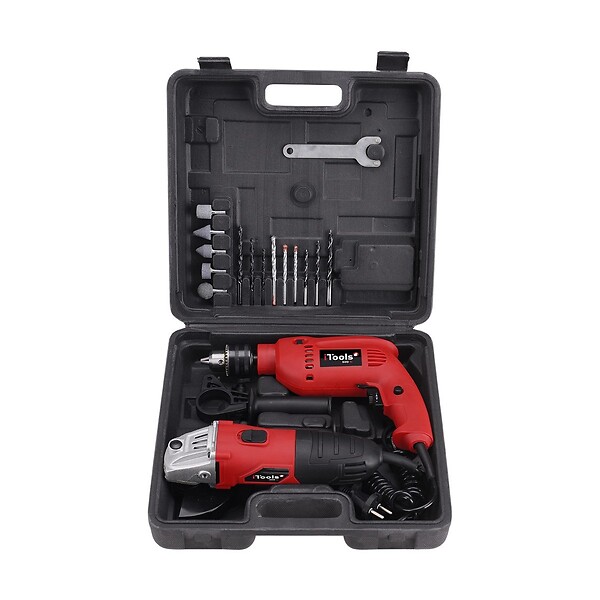 ITOOLS - Perceuse à percussion 500W + Meuleuse 500W + Mallette 17 accessoires ITOOLS - large