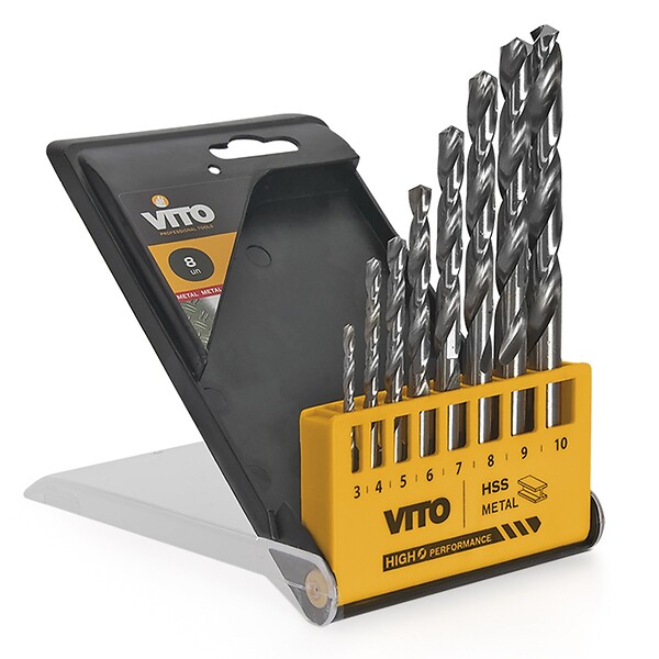 VITO - Perceuse à percussion 850W + 8 Forets Acier 3 à 10 mm + Boite à outils 18" VITO - large