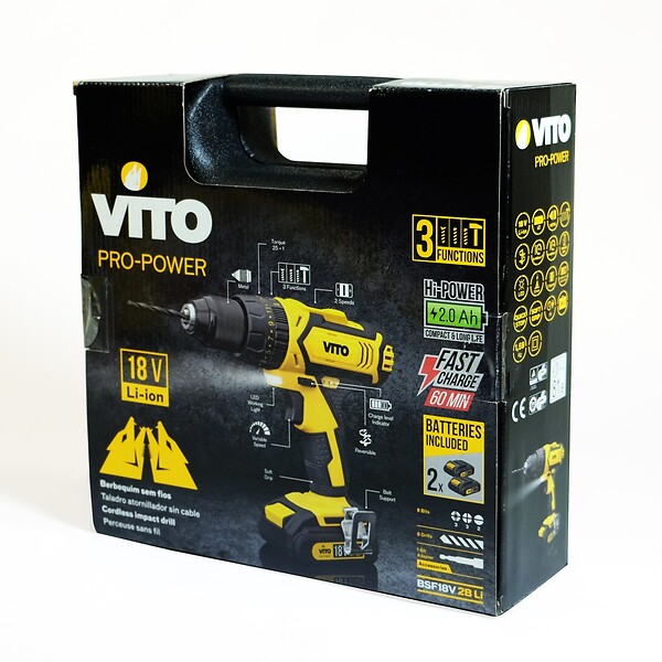 VITO - Perceuse visseuse 14.4V + 3 Batteries lithium 2,0Ah + Chargeur rapide VITO - large
