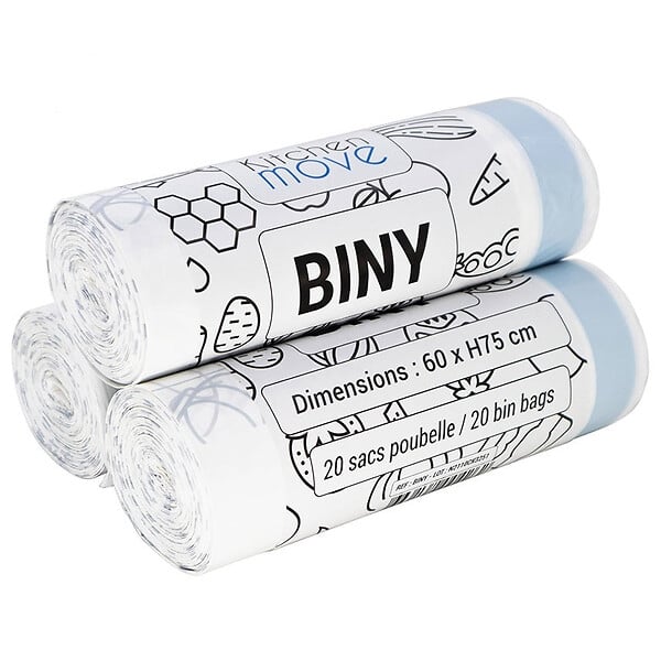 KITCHEN MOVE - 120 sacs poubelles résistants BINY 30L/50L - large