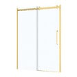 AURLANE - Porte de Douche Coulissante Type Industriel 140x200 cm - Finition Or Doré Brossé - Verre Trempé 6 mm - vignette