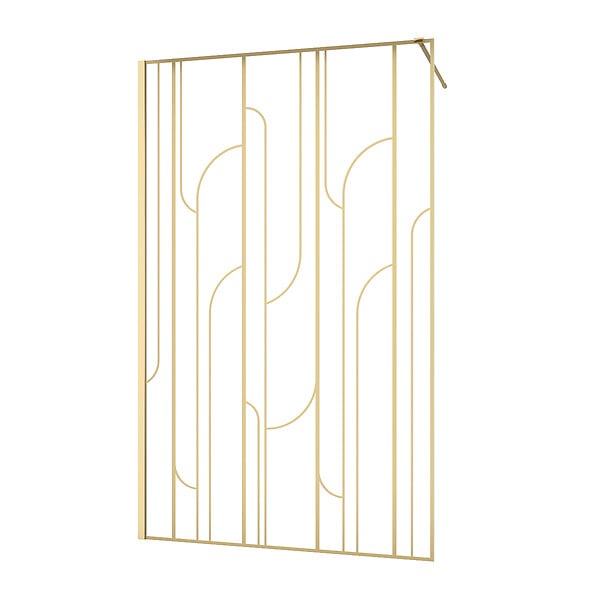 AURLANE - Paroi de douche à l'italienne 120x195cm Sérigraphie Art Déco Arrondie - Or Brossé - GATSBY - large