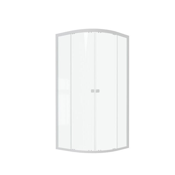 AURLANE - Porte de douche 1/4 cercle blanc 90x90cm de largeur - verre transparent - WHITY ROUND - large