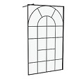 AURLANE - Paroi de douche Déco 120x195cm Verre 5mm Sérigraphié - Barre de fixation Noir Mat - vignette