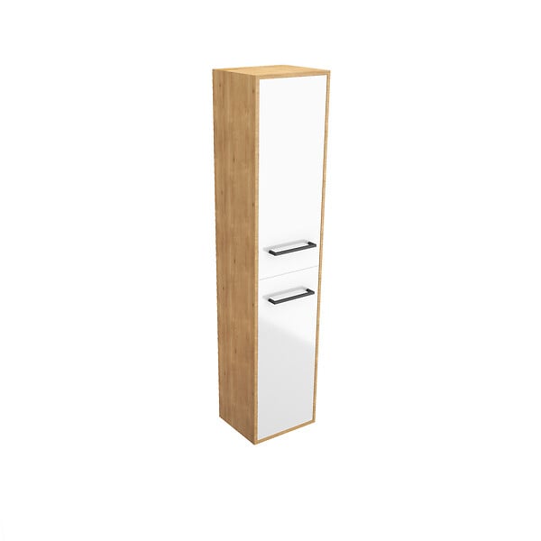 AURLANE - Meuble colonne de douche 30x35 cm suspendu - 2 portes finition blanc mat - large