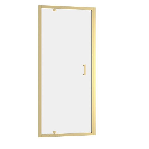 AURLANE - Porte de douche Pivotante 90x200cm - Profilés Or Doré Brossé - Verre Trempé 6mm - GOLDY CRUSH - large