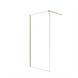 AURLANE - Paroi de Douche 100x195 cm en Verre Trempé 5 mm - Finition Or Brossé - GOLD ELEMENTARY - vignette