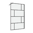 AURLANE - Paroi de douche a l'italienne serigraphie type Briques - dim. 120x195cm - Profile noir mat - 5mm - vignette