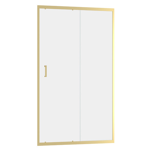 AURLANE - Porte de douche Coulissante 120x200cm - Profilés Or Doré Brossé - Verre Trempé 6mm - GOLDY CRUSH - large