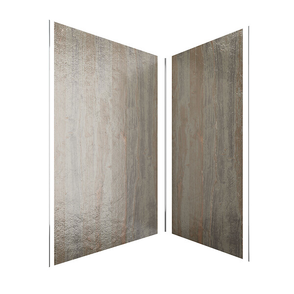 AURLANE - Pack de 2 Panneaux Muraux Pierre Wood Stone 90+120x210 cm avec Profilés ANODISE BRILLANT - STONE'IT - large