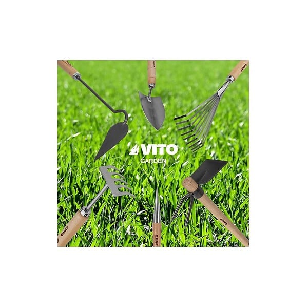 VITO - Truelle de jardin Manche bois Inox et Fer forgé à la main VITO - large