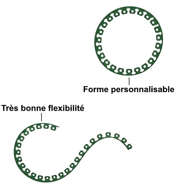 GT GARDEN - Bordure de jardin flexible verte - 3,8 cm x 10 mètres avec 20 piquets d'ancrage - large