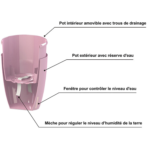 GT GARDEN - Lot de 3 pots pour orchidées avec réserve d'eau - Dali-dea ivoire 2 litres - large