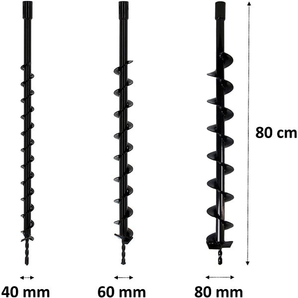 GT MARKET - Lot de mèches de tarière Ø 40, 60 et 80 mm avec adaptateur pour perceuse et perforateur SDS-plus - large