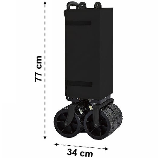 GT GARDEN - Chariot de transport pliable noir avec roues tout terrain - large