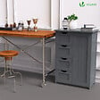 VOUNOT - Meuble de salle de bain rangement 4 tiroirs 1 porte 82x55x30cm gris - vignette
