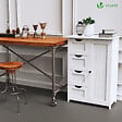 VOUNOT - Meuble de salle de bain rangement 4 tiroirs 1 porte 82x55x30cm blanc - vignette