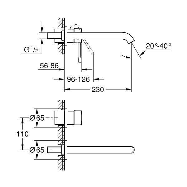 GROHE - Essence Robinetterie 2-trous pour lavabo Taille L, Warm Sunset (19967DA1) - large