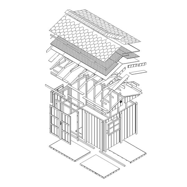 TIMBELA - Abri de Jardin Qualité Premium 8,68 m² - H252x250x412 cm - Construction de Panneaux LP Smartside - Timbela M914A-CAVERN STEEL - large