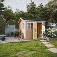 TIMBELA - Abri de Jardin Qualité Premium 5,9 m² - H252x250x294 cm - Construction de Panneaux LP Smartside -  Timbela M913-CAVERN STEEL - vignette
