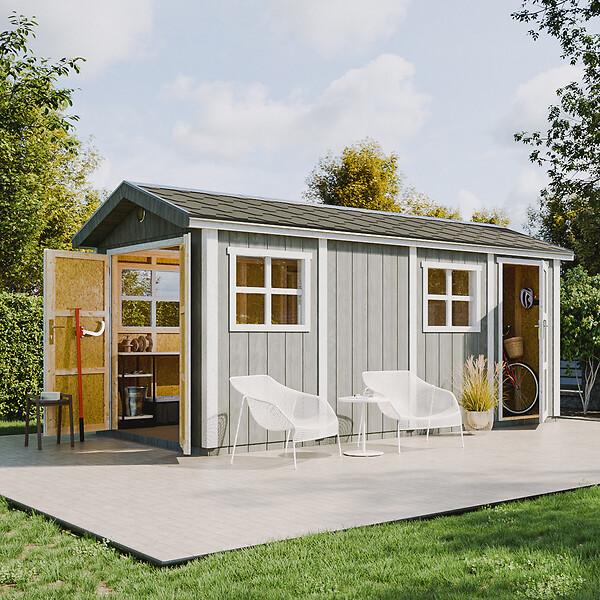 TIMBELA - Abri de Jardin Qualité Premium 11,47 m² - H252x250x530 cm - Construction de Panneaux LP Smartside - Timbela M915C-HARVEST HONEY - large