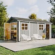 TIMBELA - Abri de Jardin Qualité Premium 11,47 m² - H252x250x530 cm - Construction de Panneaux LP Smartside - Timbela M915C-TERRA BROWN - vignette