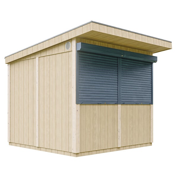 TIMBELA - Grand stand marché avec comptoir 5,9 m2 - H240x248x305 cm - Construction de Panneaux LP Smartside - Timbela M950-TERRA BROWN - large