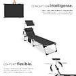 TECTAKE - Chaise longue en aluminium Aurelie, rembourrée et pliable noir - vignette