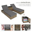 TECTAKE - Lot de 2 bains de soleil en rotin et aluminium marron naturel avec table et housses design - vignette