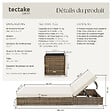 TECTAKE - Lot de 2 bains de soleil en rotin et aluminium marron naturel avec table et housses design - vignette