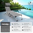 TECTAKE - Chaise longue en aluminium Lorella, rembourrée et pliable gris tacheté - vignette