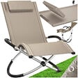 TECTAKE - Bain de soleil Paulina ergonomique, pliable, 150 kg beige - vignette