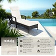 TECTAKE - Bain de soleil métal 6 positions avec roulettes noir/beige - vignette