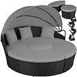 TECTAKE - Bain de soleil rond modulable SANTORIN noir - vignette