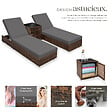 TECTAKE - 2 chaises longues en rotin avec structure en aluminium et table, housse de protection incluse marron - vignette