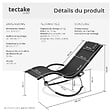 TECTAKE - Bain de soleil Paulina ergonomique, pliable, 150 kg noir - vignette