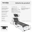 TECTAKE - Chaise longue en aluminium Lorella, rembourrée et pliable gris - vignette
