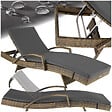 TECTAKE - Chaise longue en rotin et aluminium Océane marron naturel - vignette