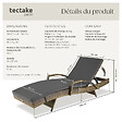 TECTAKE - Chaise longue en rotin et aluminium Océane marron naturel - vignette