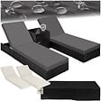 TECTAKE - Lot 2 chaises longues rotin aluminium noir avec table d appoint rangement 184x60x21 cm - vignette