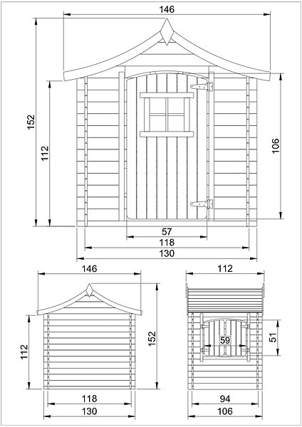 TIMBELA - Maison en bois pour enfants AVEC PLANCHER - Maison de jeux pour l'extérieur 112x146xH152cm/1.1m2 - Maison d'été extérieure Timbela M550 - large
