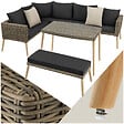 TECTAKE - Salon en rotin avec structure en aluminium Pula marron naturel - vignette